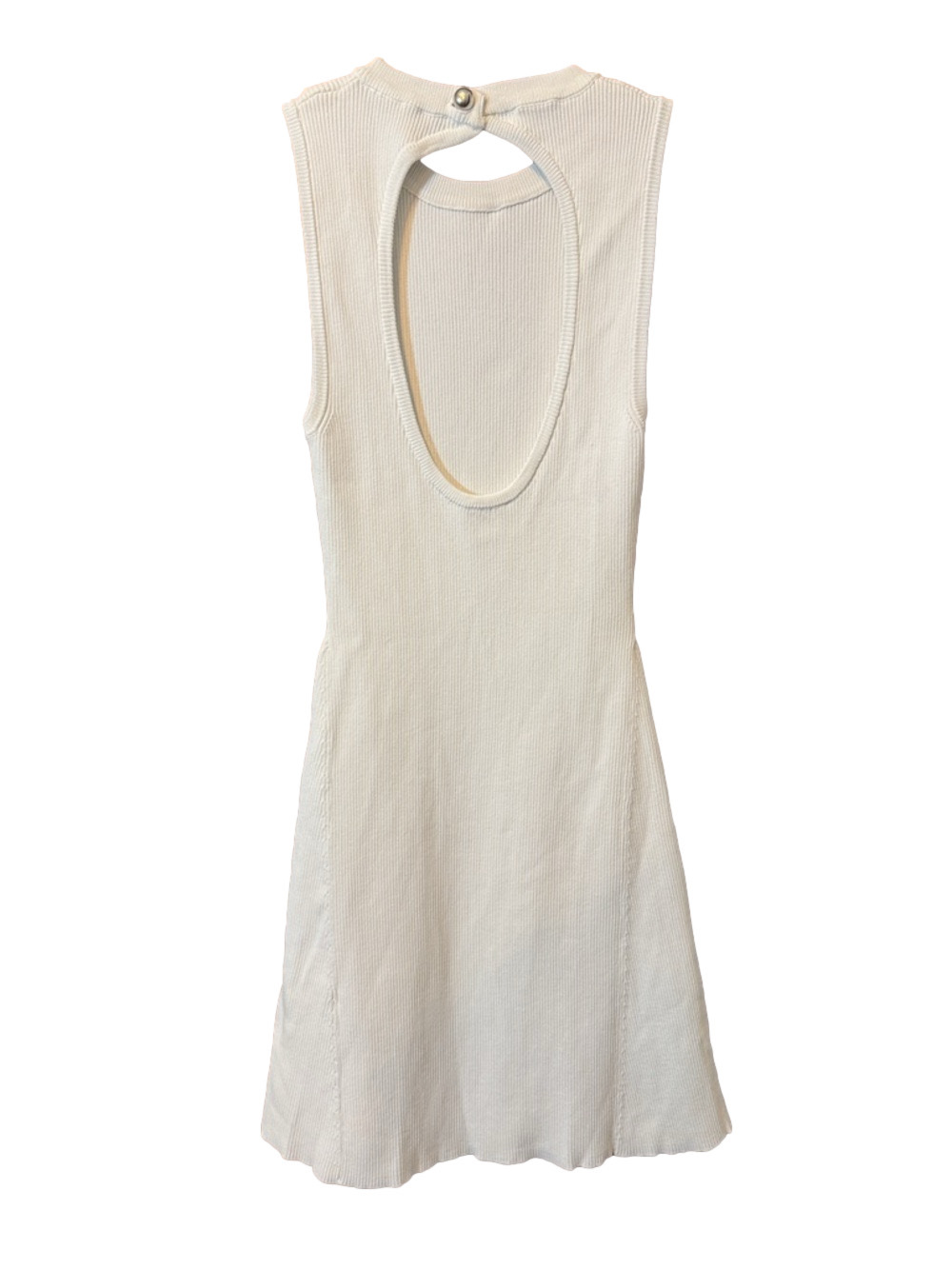 Zara White Ribbed Sleeveless Open Back Mini Dress Size S - Picture 3 of 5
